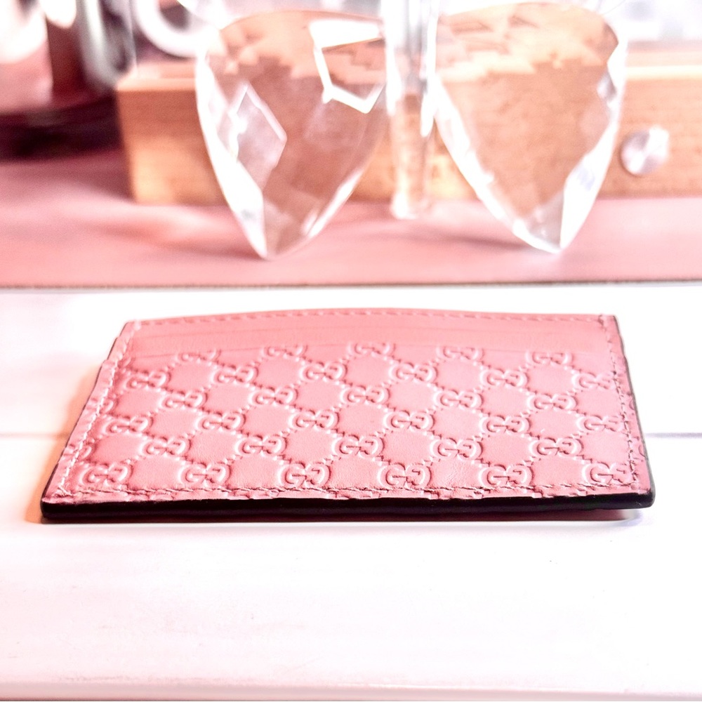 SOLD Gucci Micro Guccissima Soft Pink Leather Card Case - Picture 5 of 5